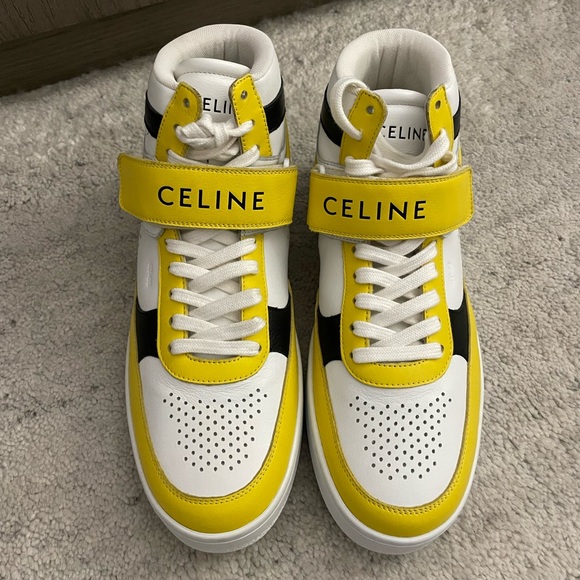 CELINE 🖤 Leather Velcro High Top Sneakers - Men’s Size 41 / Women’s Size 9 - Picture 3 of 13